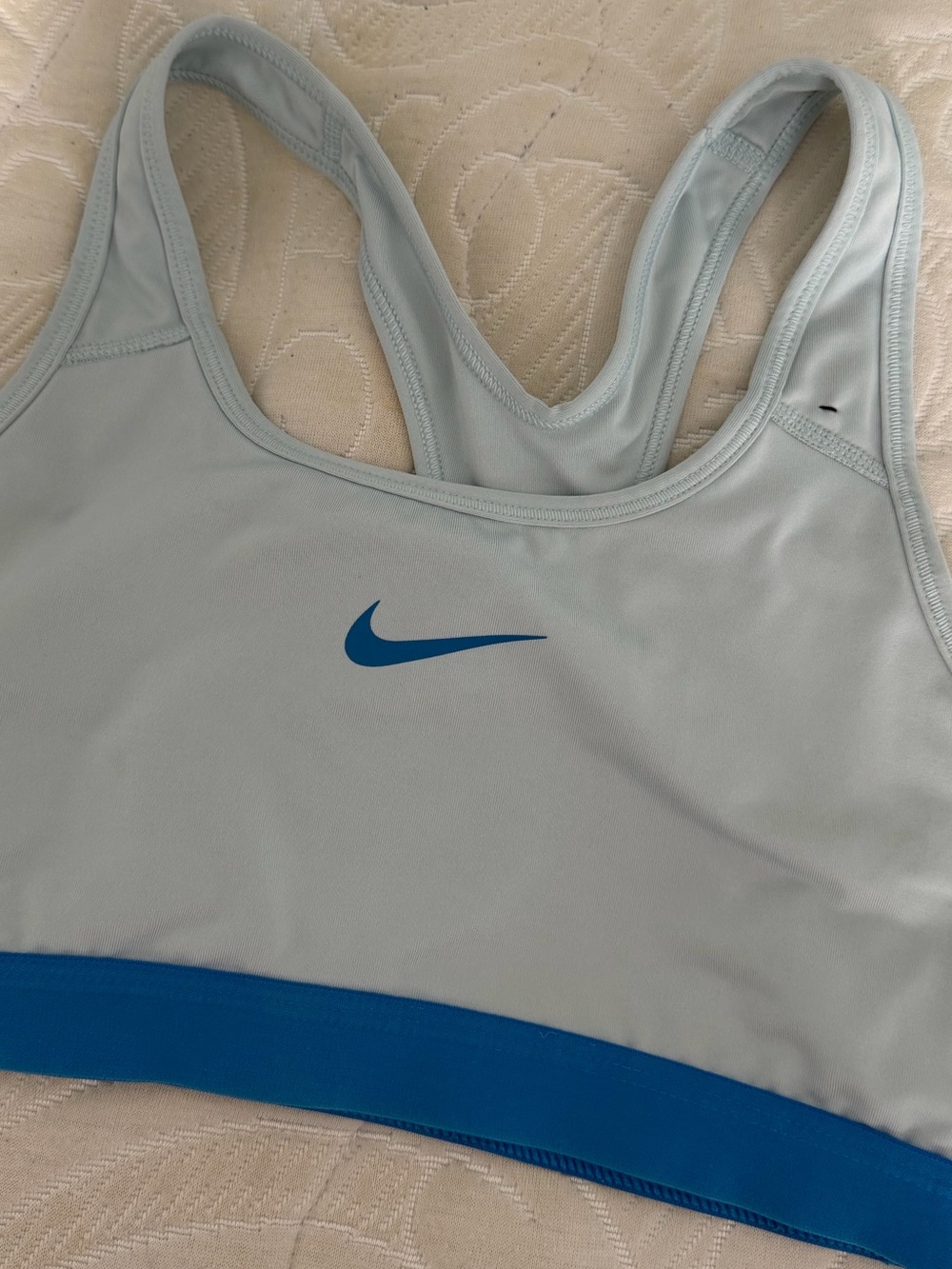 Nike Light Blue Racerback Sports Bra with Royal Blue Band